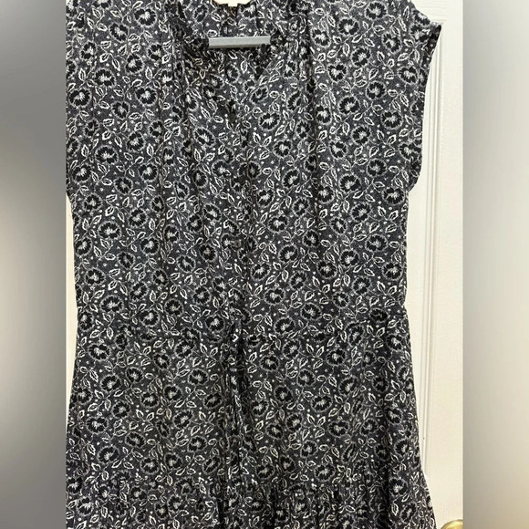 Rebecca Taylor Black White Floral Silk Cap Sleeve Short Dress Tie Waist Size 6 - Picture 3 of 8